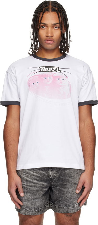 Majica Diesel DEEZL Pink Kitten Graphic T-Norm-Cuff T-shirt Bela | A19639-0PLAT-100, 0