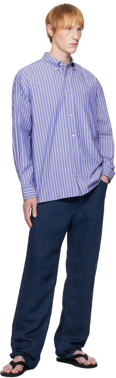 Srajce The Row The Row Bresson Striped Button-Down Shirt Modra | 916-W3584, 3