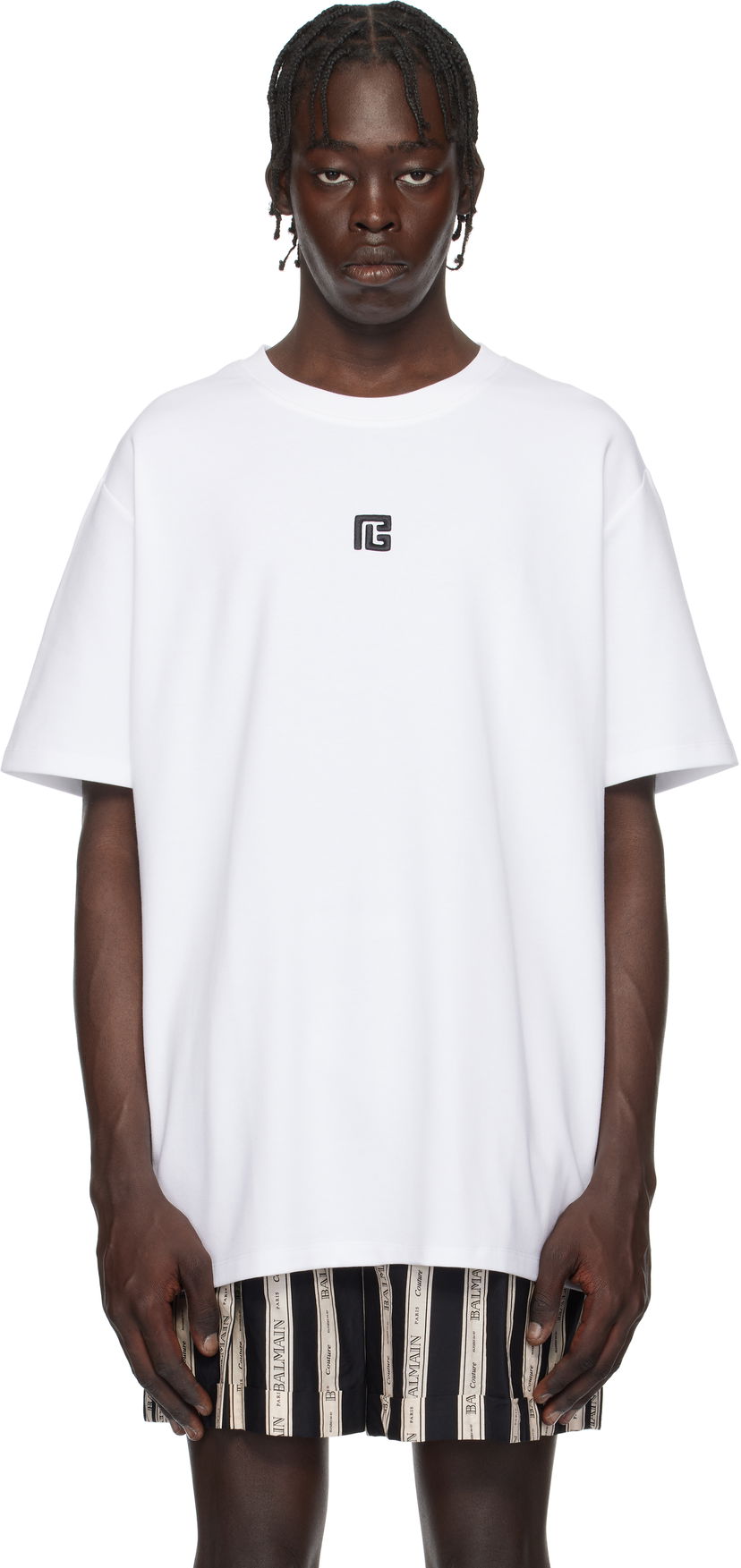 Majica Balmain 'PB' Embroidered T-Shirt Bela | EH1EG010BC87