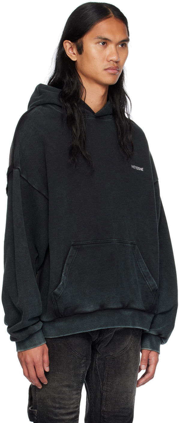 Pulover We11done Raw Edge Hoodie by Črna | WD-TH2-24-809-U-BK, 1