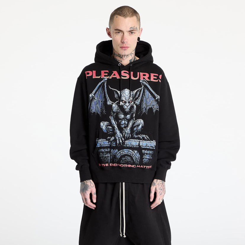 Pulover Pleasures PLEASURES Gargoyle Hoodie Črna | P25SP015 BLACK
