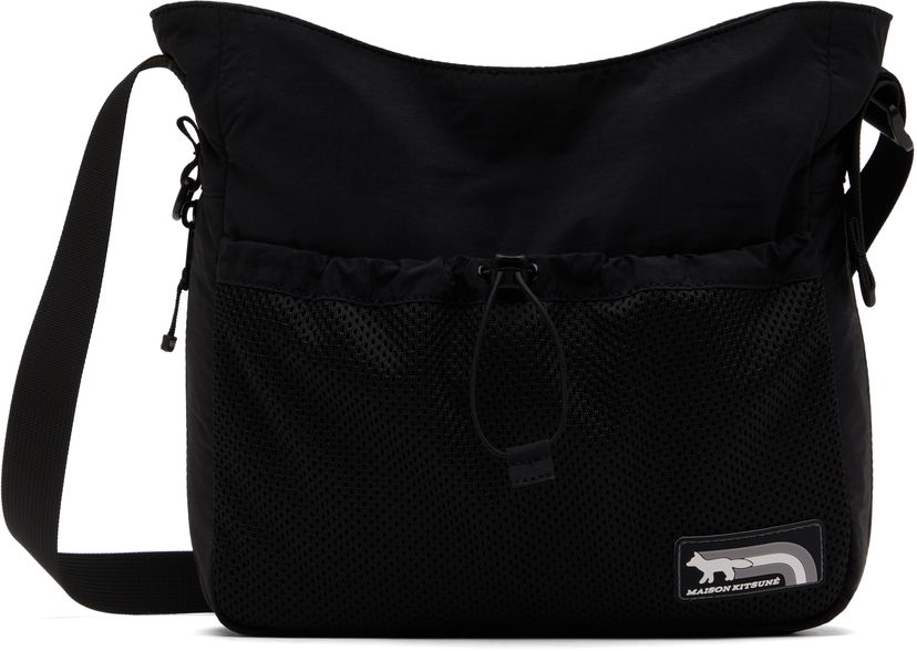 Torba za čez ramo MAISON KITSUNÉ Maison Kitsuné Flash Fox Messenger Bag Črna | NM05172WQ4034
