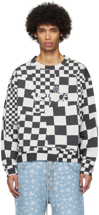 Pulover ERL 'Venice' Checkerboard Print Sweatshirt Siva | ERL08T023, 0