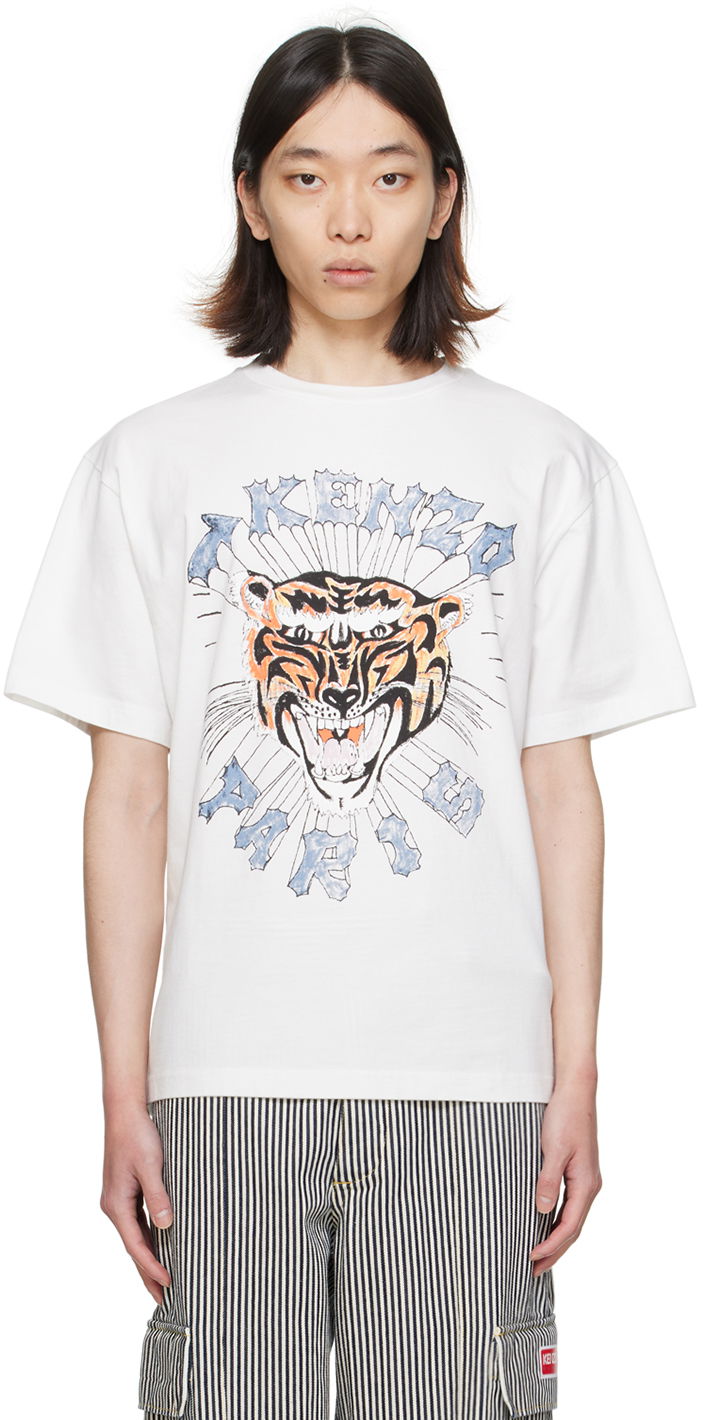 Majica KENZO Paris Drawn T-Shirt Bela | FE55TS2744SG