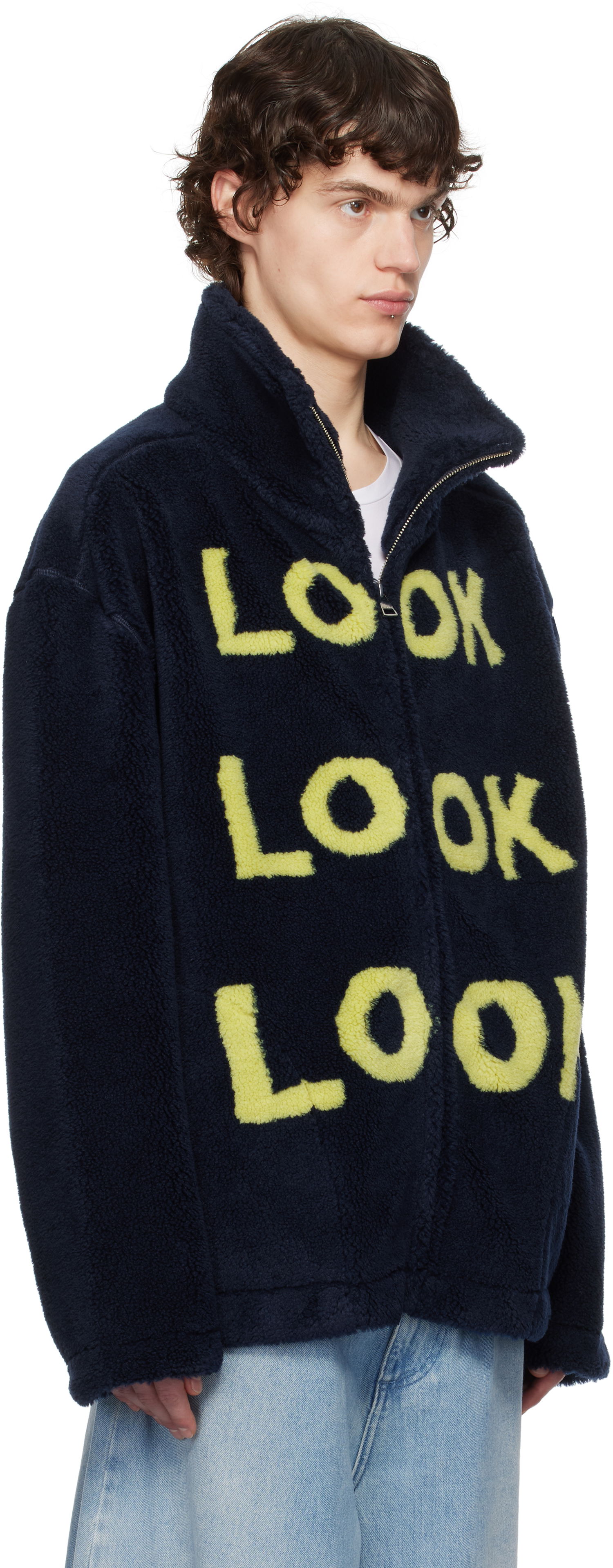 Pleteni pulover JW Anderson JW Anderson 'Look Look Look' Fleece Zip-Up Jacket Mornarica | JK0361-PG1711, 1