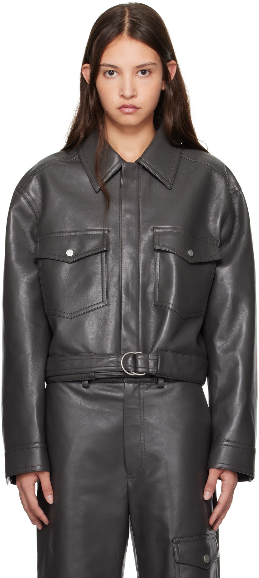 Kombinezon Nanushka Nanushka Zaria Leather Jacket Siva | NW24FWOW37669
