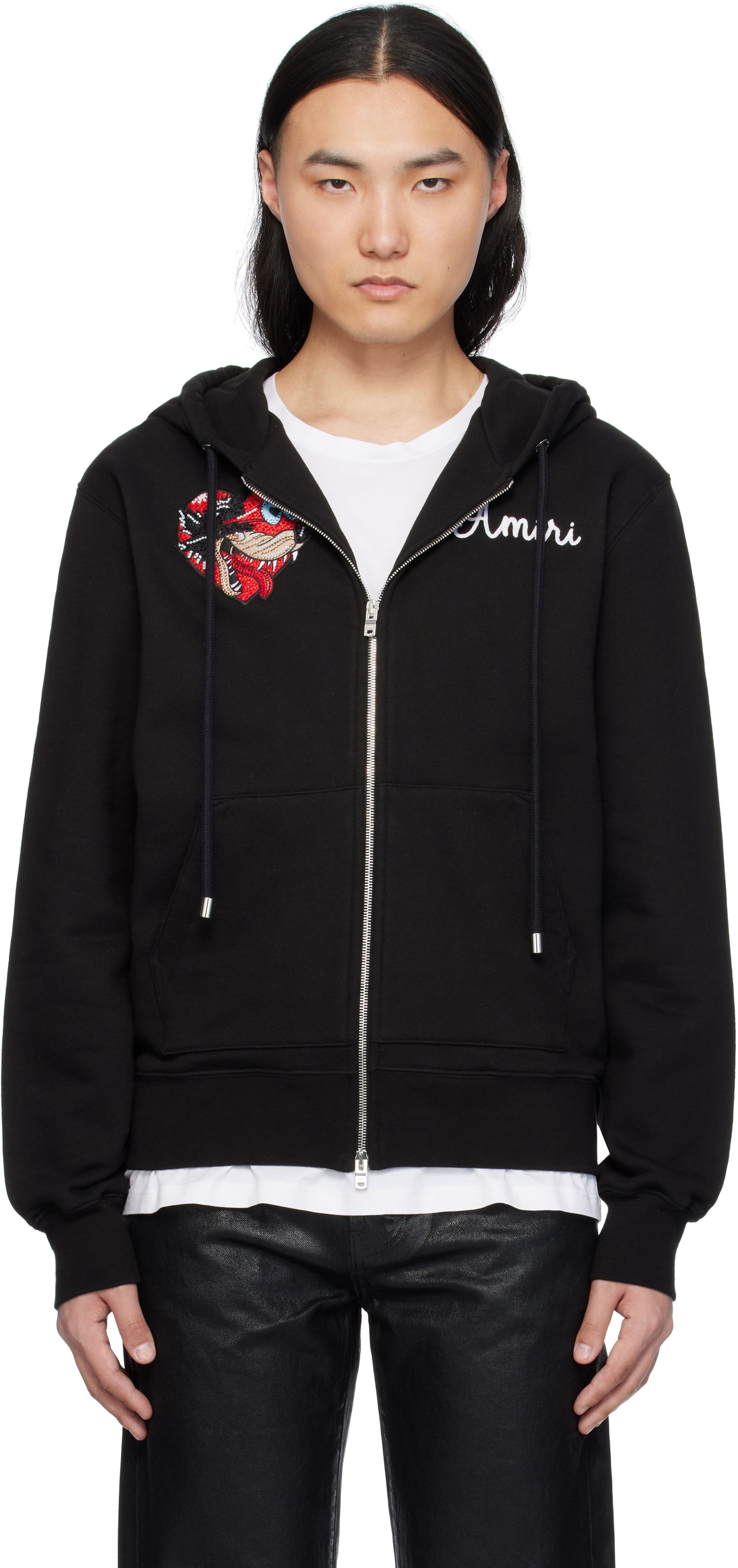 Pulover AMIRI Amiri Jazz Wolf Zip Hoodie Črna | AMJYHD1101, 0