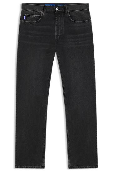 Kavbojke BOSS Regular Fit Washed Denim Jeans Črna | 50547125
