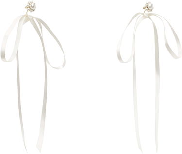 Uhani Simone Rocha Simone Rocha Bow Ribbon Stud Earrings Bela | ERG389 0904, 1