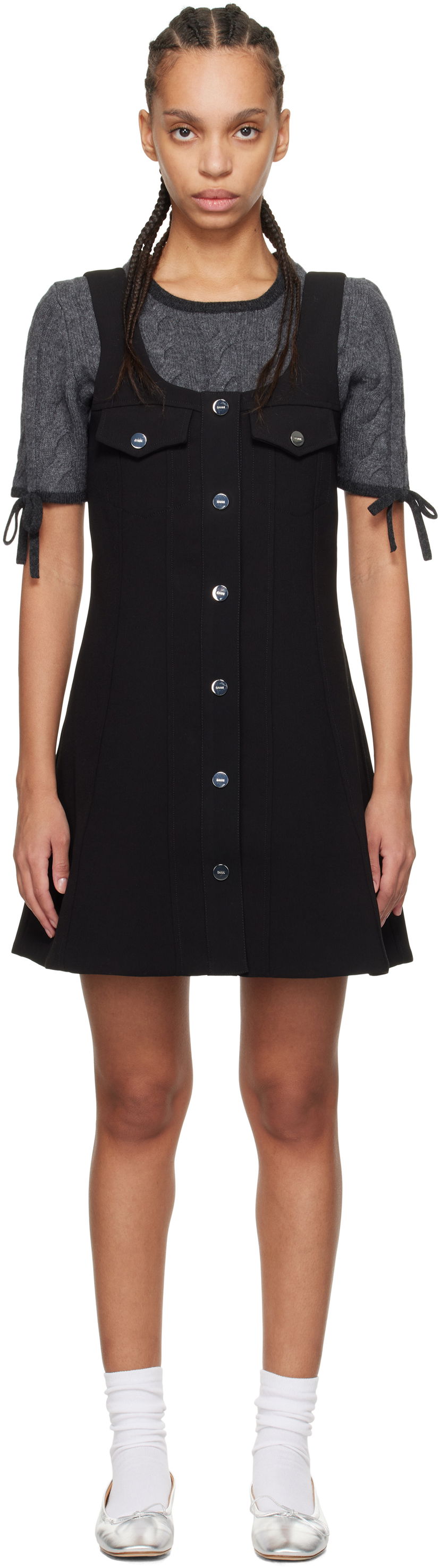 Obleke GANNI GANNI Bonded Crepe Minidress Črna | W0187