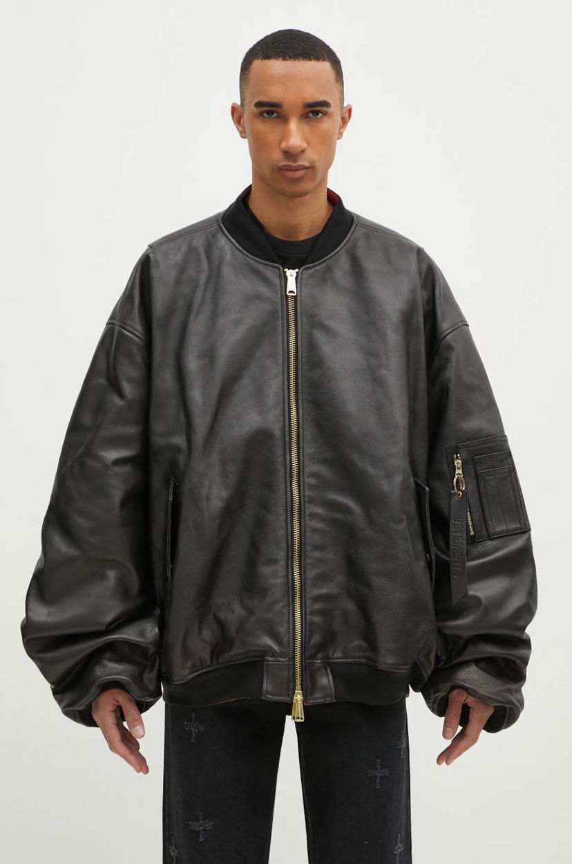 Bomber jakna VETEMENTS VETEMENTS Oversized Leather Bomber Jacket Črna | UA66JA200B