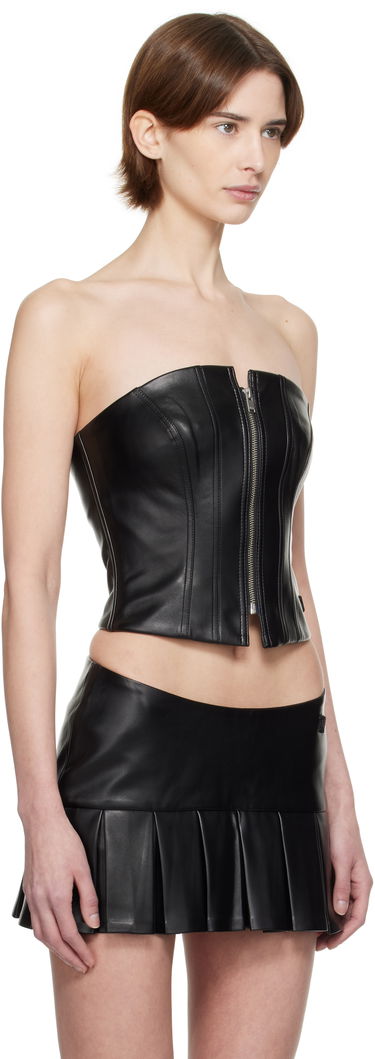Majica brez rokavov MISBHV MISBHV Faux-Leather Zip Top Črna | 250W142, 1