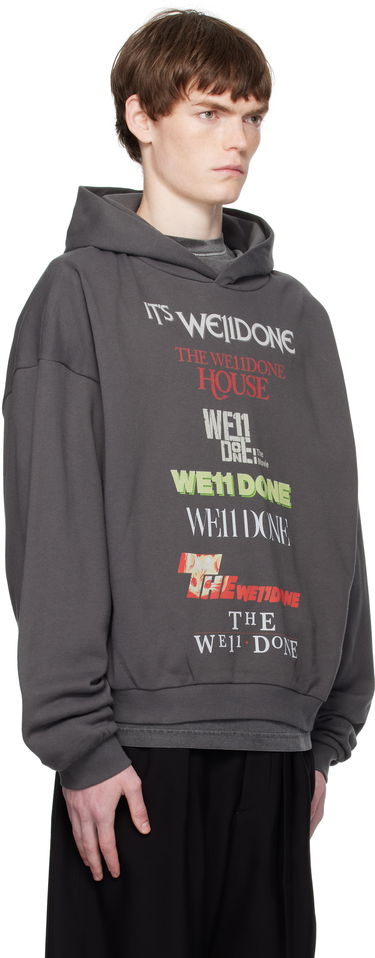 Pulover We11done We11done Multi Logo Print Hoodie Siva | WD-TH2-25-832-U-GY, 1