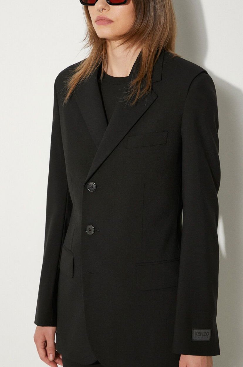 Jakna KENZO Virgin Wool Waisted Blazer Črna | FE62VE2549GE.99
