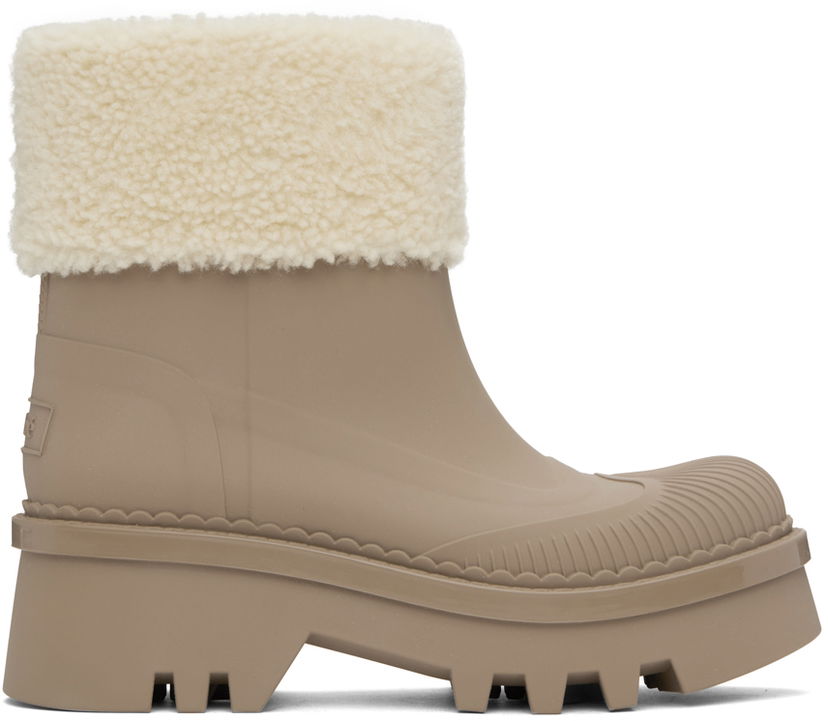 Plašči CHLOÉ Chloé Raina Shearling Trim Lug Sole Boots Bež | CHC24S00OHK