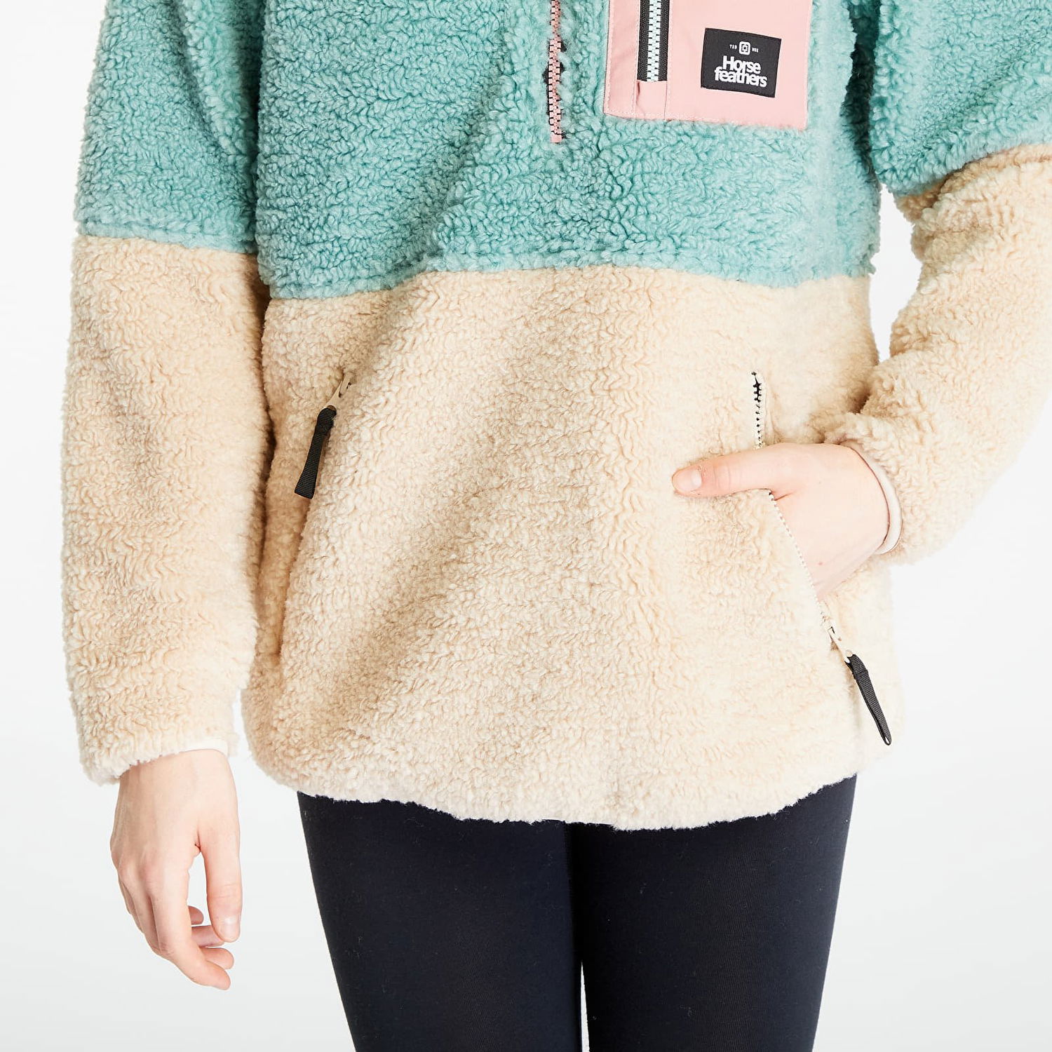 Pleteni pulover Horsefeathers Horsefeathers Elvira Fleece Pullover Turkizna | TW033A, 1