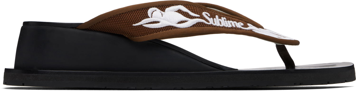Kopalke Tory Burch Tory Burch Sublime Wedge Flip-Flops Rjava | 173758-961, 0
