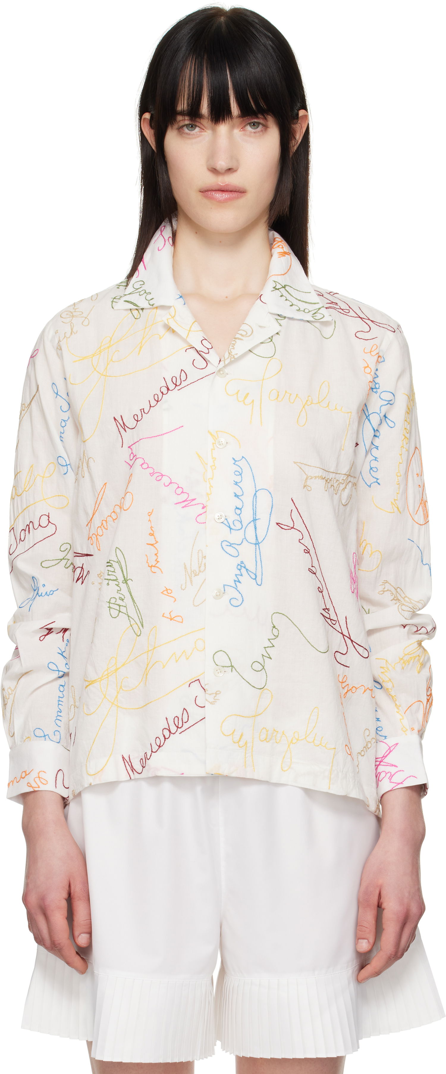 Srajce Bode Bode Signature Scrawl Button-Down Shirt Bela | MRS25SH015, 0