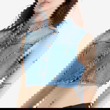 Telovnik DAILY PAPER Daily Paper Asola Sleeveless Cropped Denim Vest, Size Large Modra | 2511148, 5