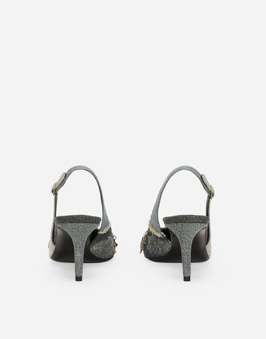Modni dodatki Dolce & Gabbana Dolce & Gabbana Patchwork Denim Slingbacks Modra | CG0822A564980650, 2
