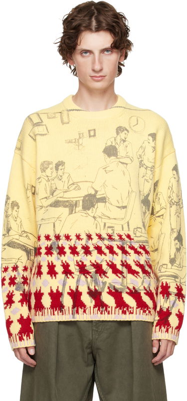 Pleteni pulover JW Anderson Jacquard Knit People Graphic with Abstract Motif Sweater Večbarvna | KW1439-YN0373, 0