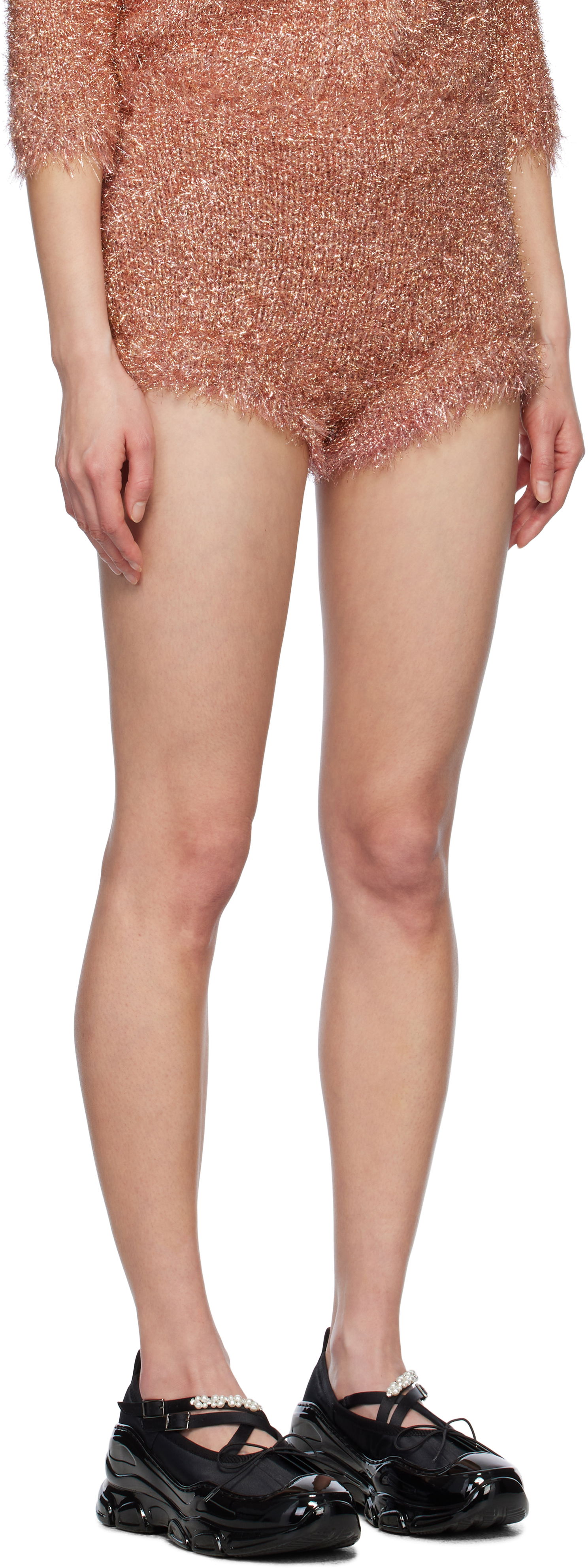 Kratke hlače Simone Rocha Simone Rocha Tinsel Knit Shorts Roza | PRMK3 0664, 1