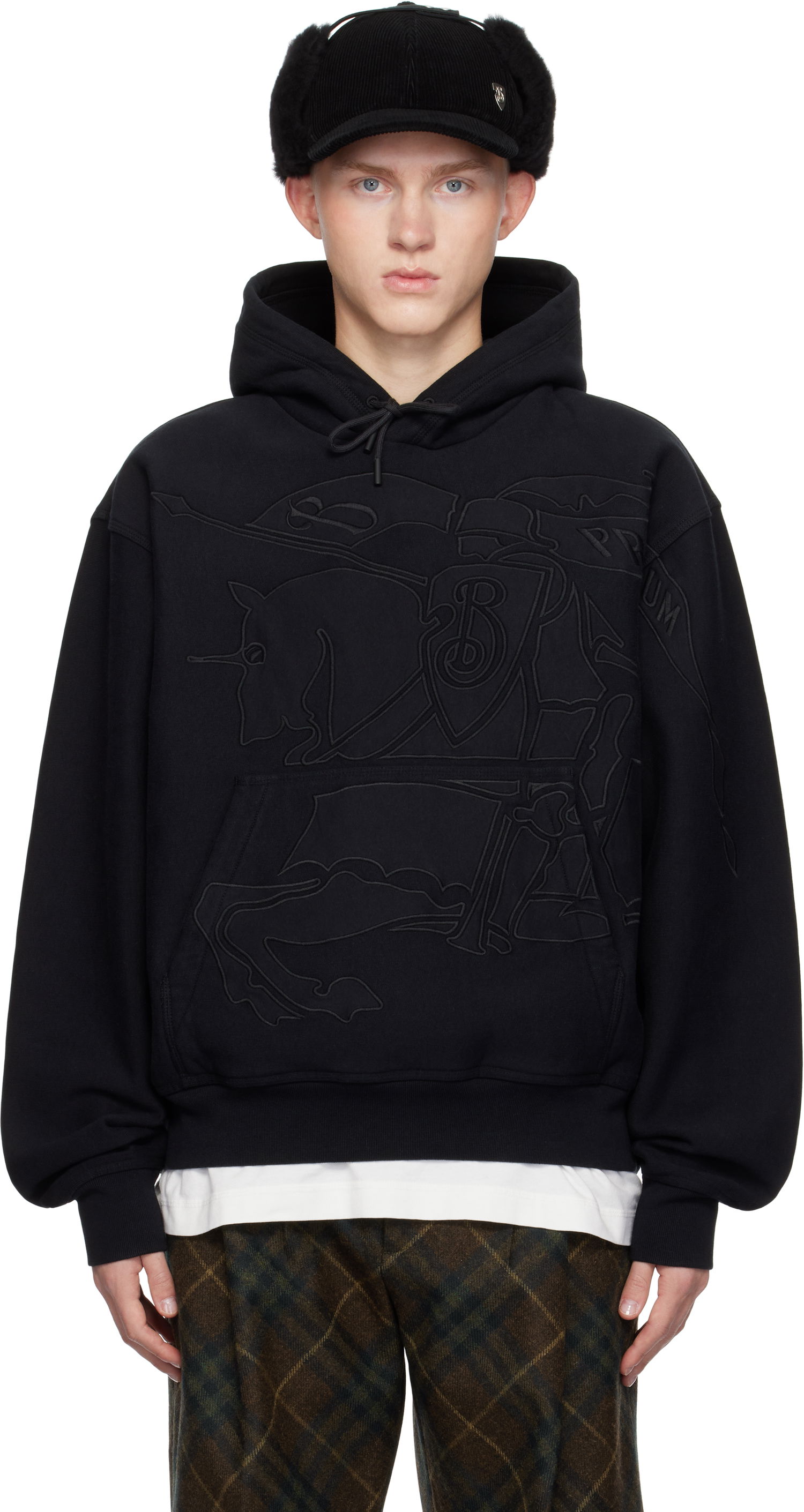 Pulover Burberry Embroidered EKD Hoodie Črna | 8098214, 0