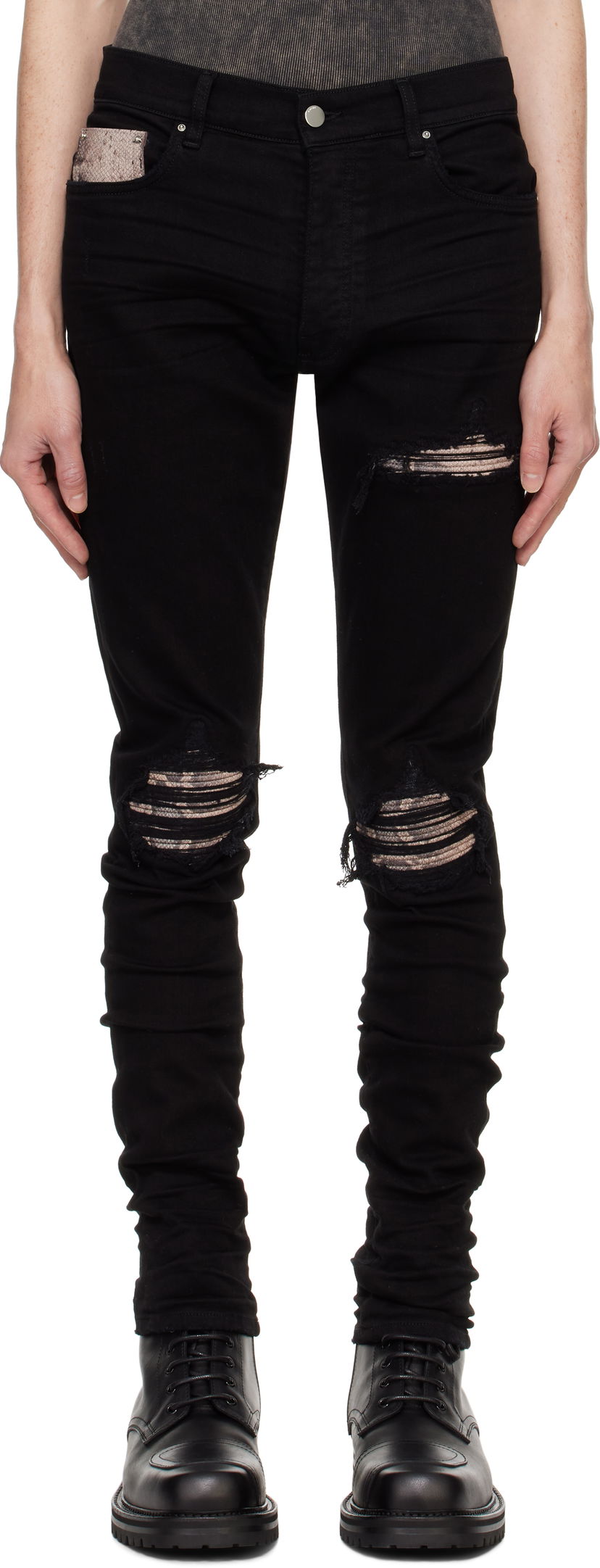 Kavbojke AMIRI AMIRI Snake MX1 Jeans Črna | AMDNSY1076