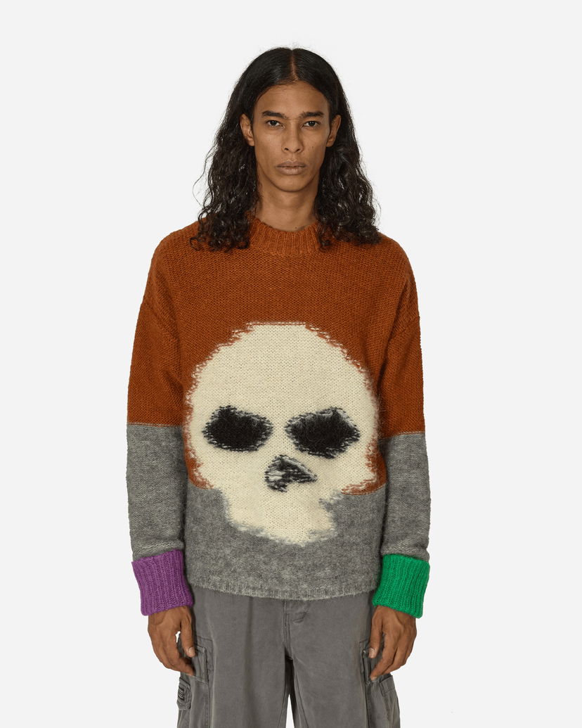 Pleteni pulover ERL Skull Intarsia Mohair Sweater Oranžna | ERL09N004 BROWN