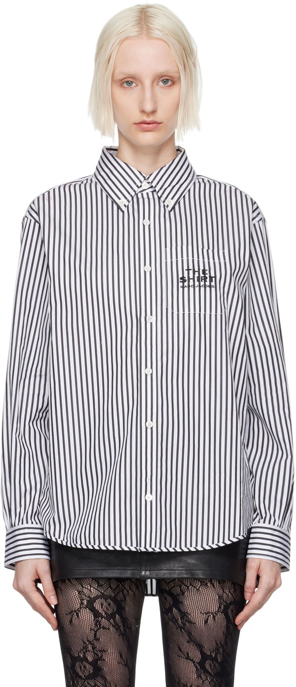 Srajce Marc Jacobs Marc Jacobs Striped Button-Down Shirt Bela | 2F4RTP054W21