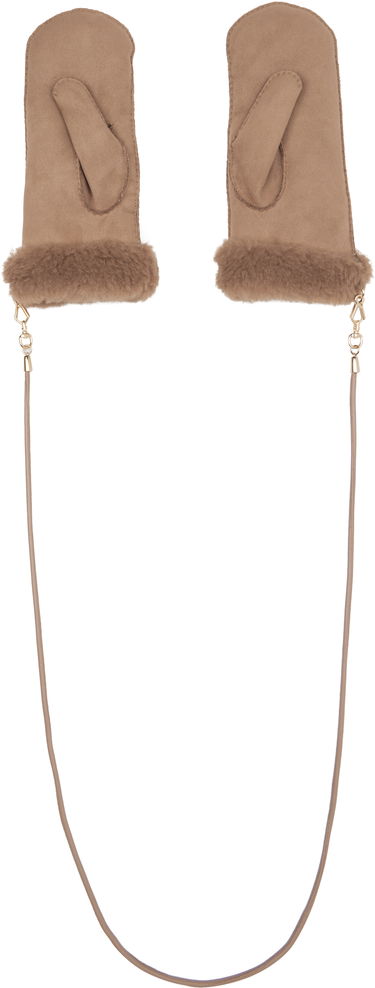 Rokavice Max Mara Shearling Mittens with Cord Bež | 2524566092600, 1