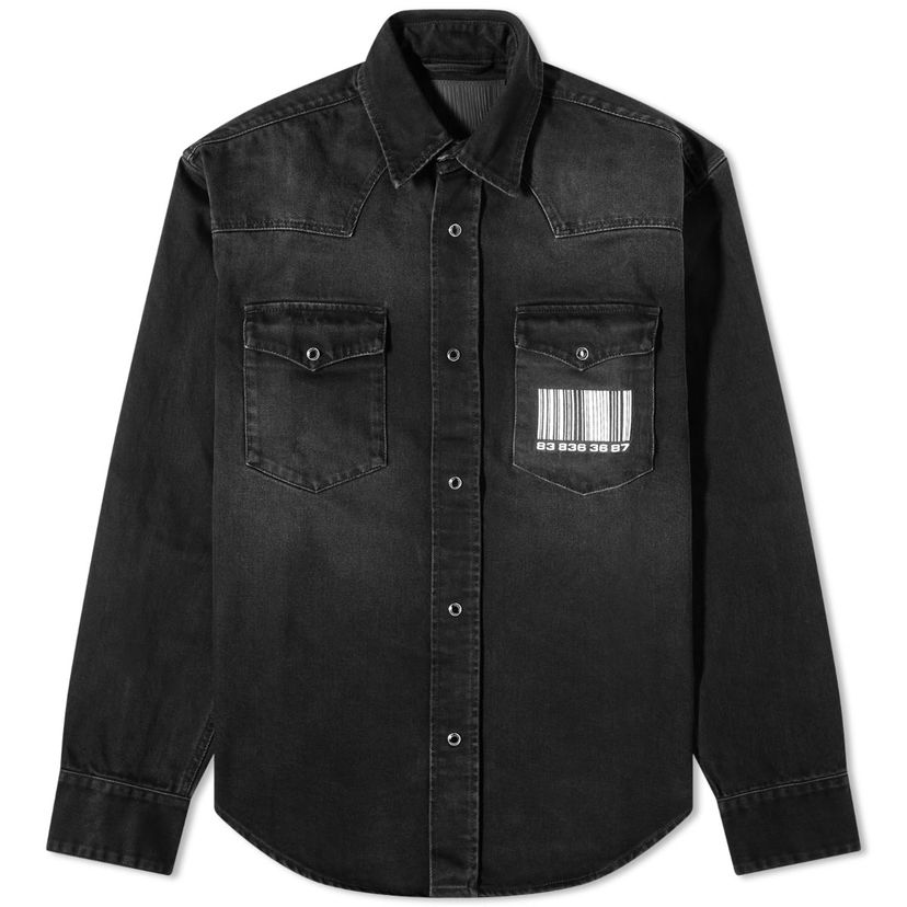 Srajce VETEMENTS Vetements Big Barcode Denim Shirt Črna | VL14SH700B