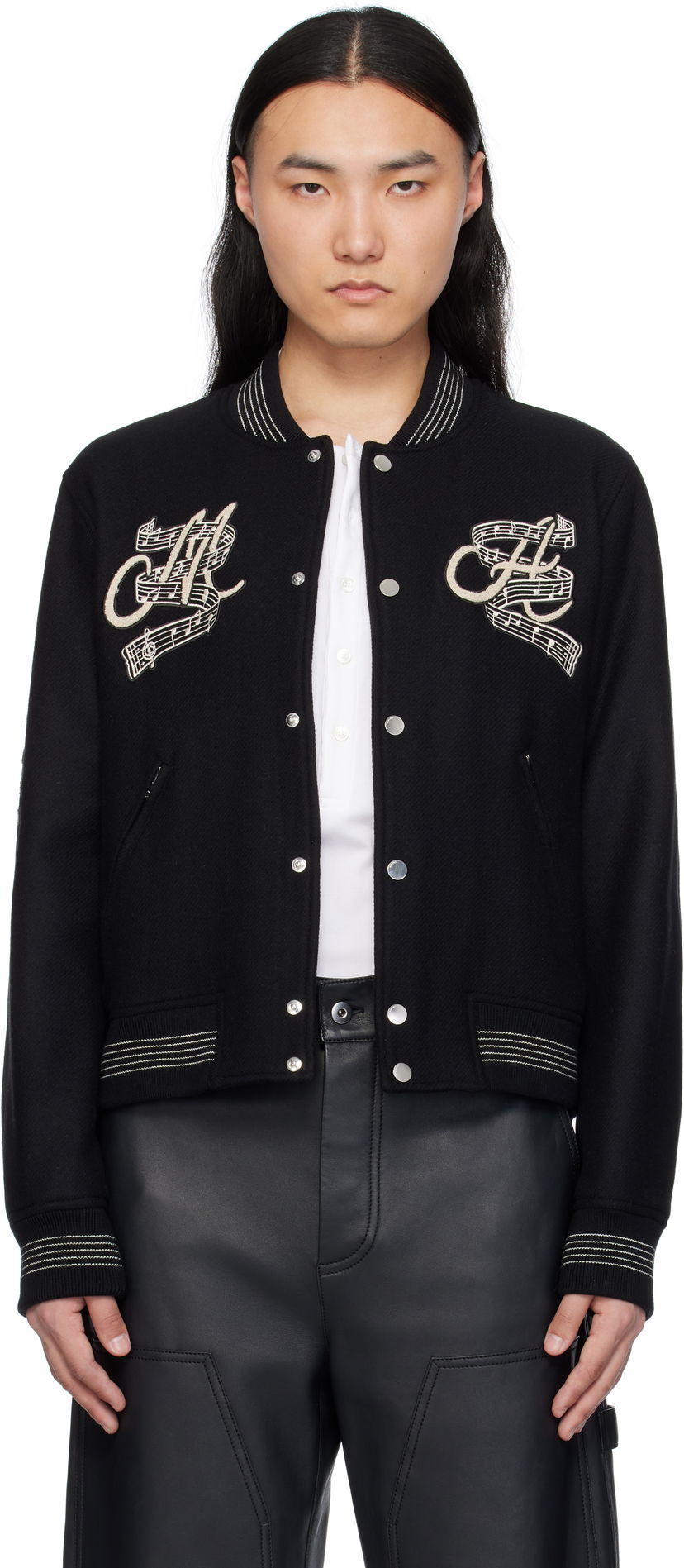 Bomber jakna AMIRI AMIRI 'Hollywood Music Club' Wool Bomber Jacket Črna | AMOUBB1039