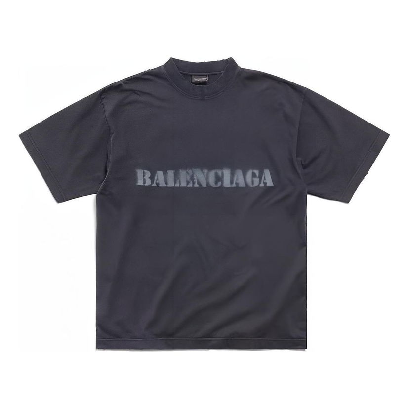 Majica Balenciaga Stencil Type T-Shirt Črna | 764235TQVA31750
