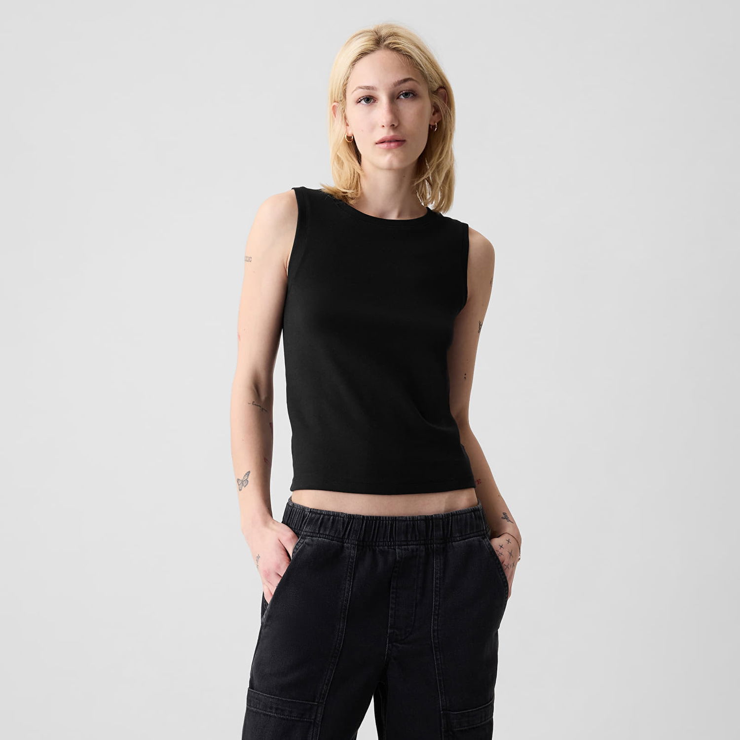 Majica brez rokavov GAP Sleeveless Modal Shell Black Črna | 540735-01, 0