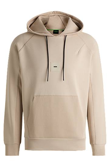Pulover BOSS Stretch Cotton-Blend Hoodie Bež | 50537215