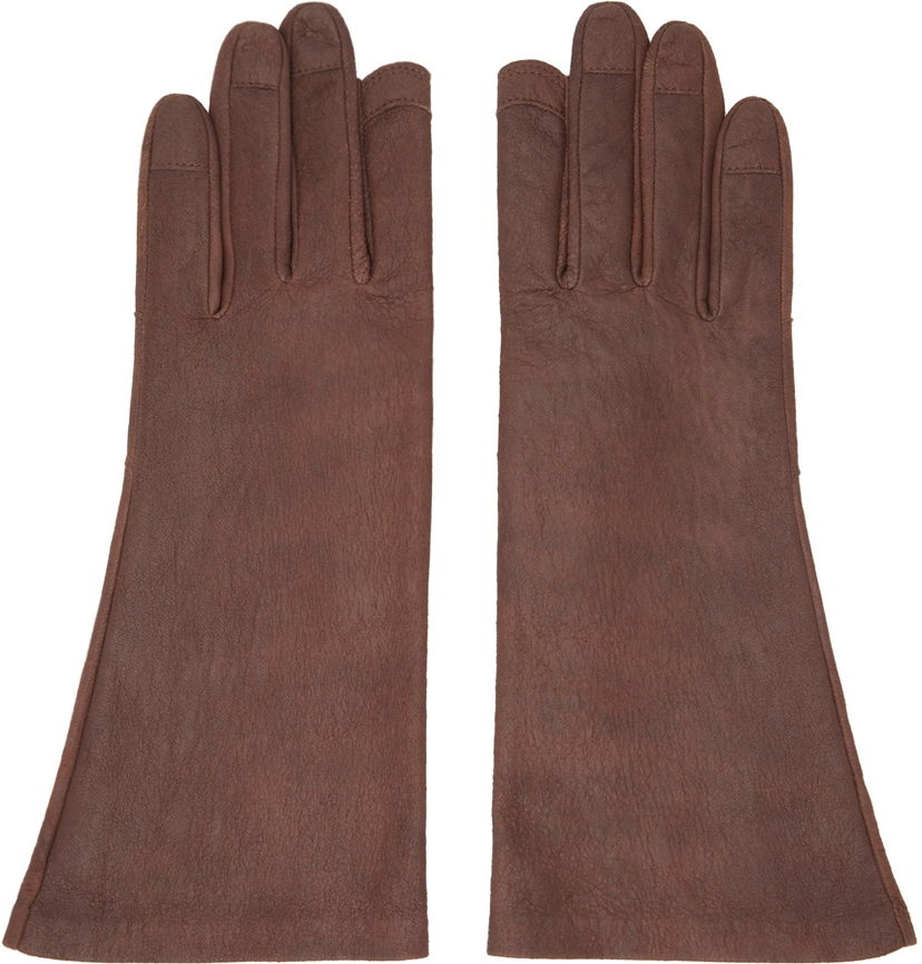 Rokavice Rick Owens Short Leather Gloves Rjava | RR02D6451 LBA