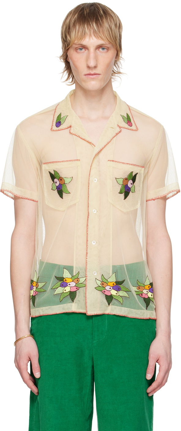 Srajce Bode Embroidered Tulle Shirt Bež | MRS24SH048