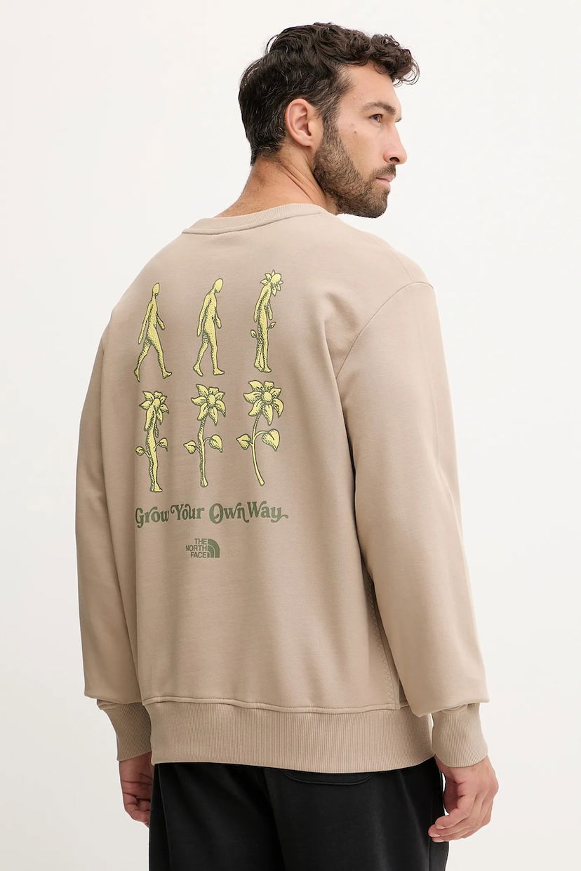 Pulover The North Face Connect Relaxed Grow Your Own Way Graphic Print Sweatshirt Bež | NF0A8E3ZBOX1