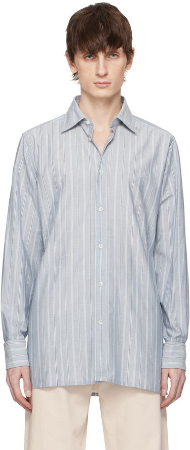 Srajce Maison Margiela Maison Margiela Striped Long-Sleeved Shirt Modra | S50DT0048 M35281, 0