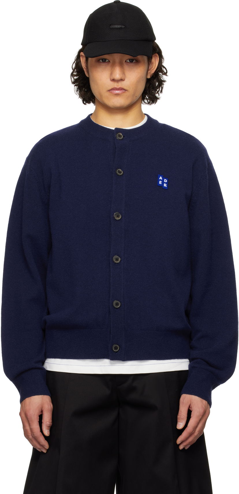 Pleteni pulover ADER ERROR ADER error TRS Tag 02 Cardigan Mornarica | BO42FYKT0702NV