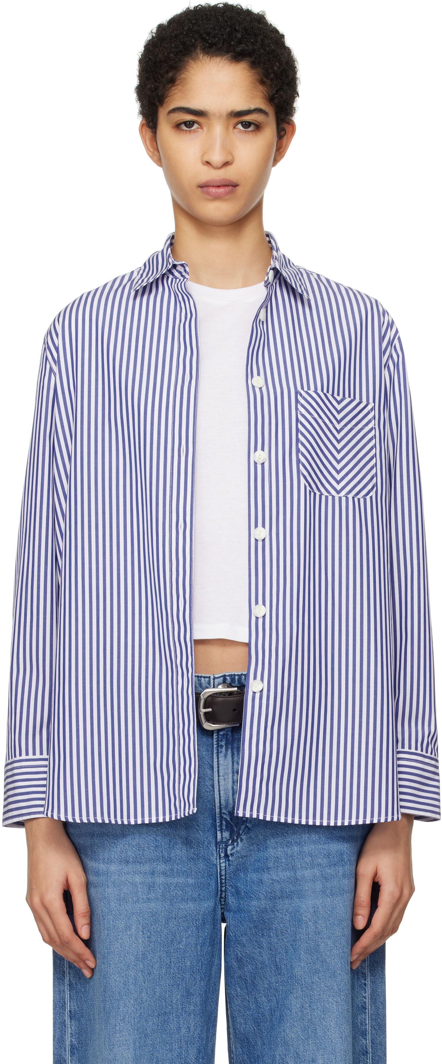 Srajce rag & bone Striped Poplin Shirt Modra | WAW22FA050ZE50, 0