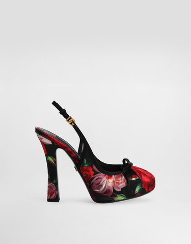 Modni dodatki Dolce & Gabbana Dolce & Gabbana Satin Slingbacks With Floral Print Večbarvna | CG0927AD645HN5PD, 0