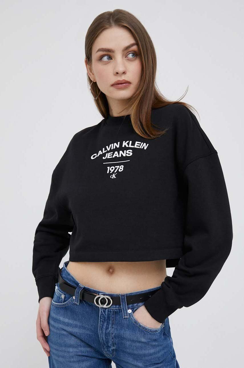 Pulover CALVIN KLEIN University Cropped Sweatshirt With Logo Črna | J20J221334, 0