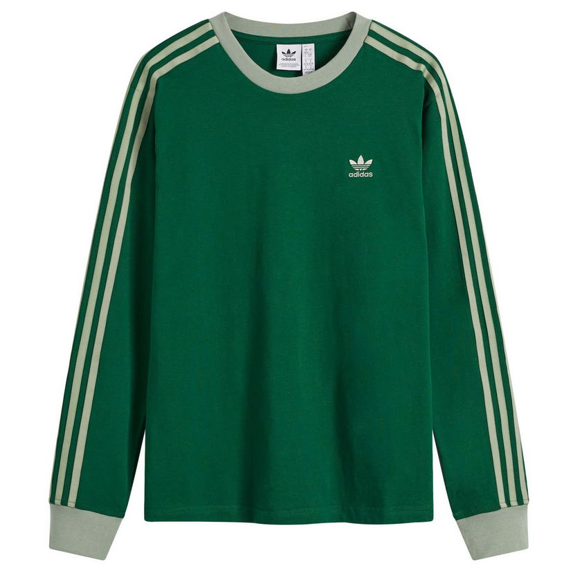 Srajce adidas Originals 3 Stripe Regular Fit Long Sleeve T-Shirt Zelena | JC5775