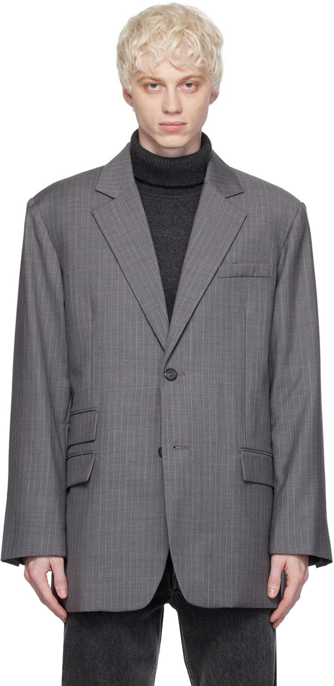 Jakna Helmut Lang Oversized Pinstripe Blazer Siva | N09HM104, 0