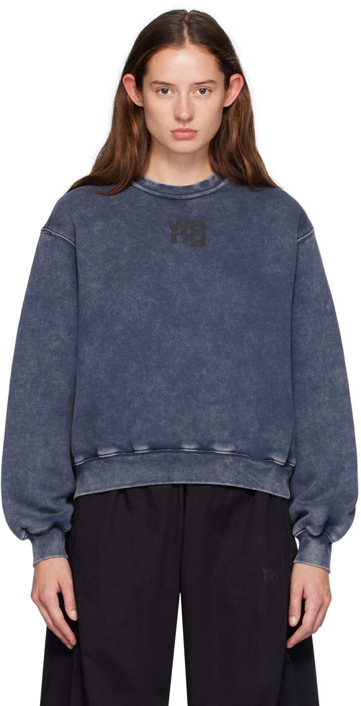 Pulover Alexander Wang Alexander Wang.t Puff Logo Sweatshirt Modra | 4CC3241518
