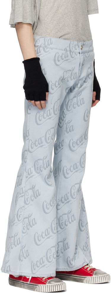 Kavbojke ERL Jacquard Logo Pattern Flare Jeans Modra | ERL08P014, 1