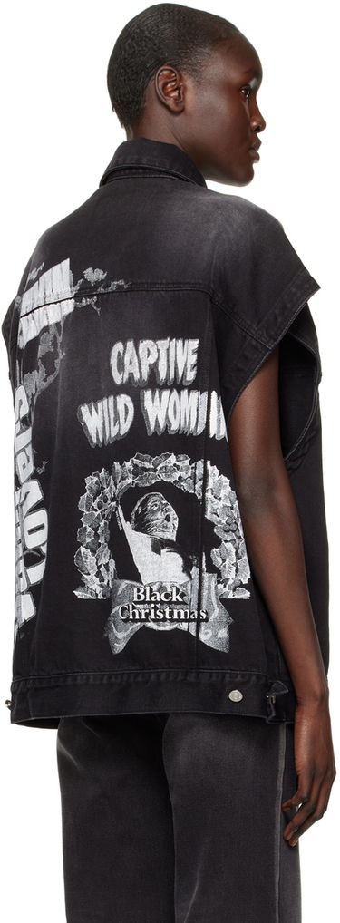 Telovnik We11done We11done Horror Movie Sleeveless Denim Jacket Črna | WD-DV3-22-384-U-BK, 2