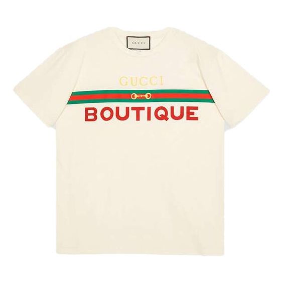 Majica Gucci Boutique Ribbon Horse Buckle T-Shirt Bela | 615044-XJCKY-7136